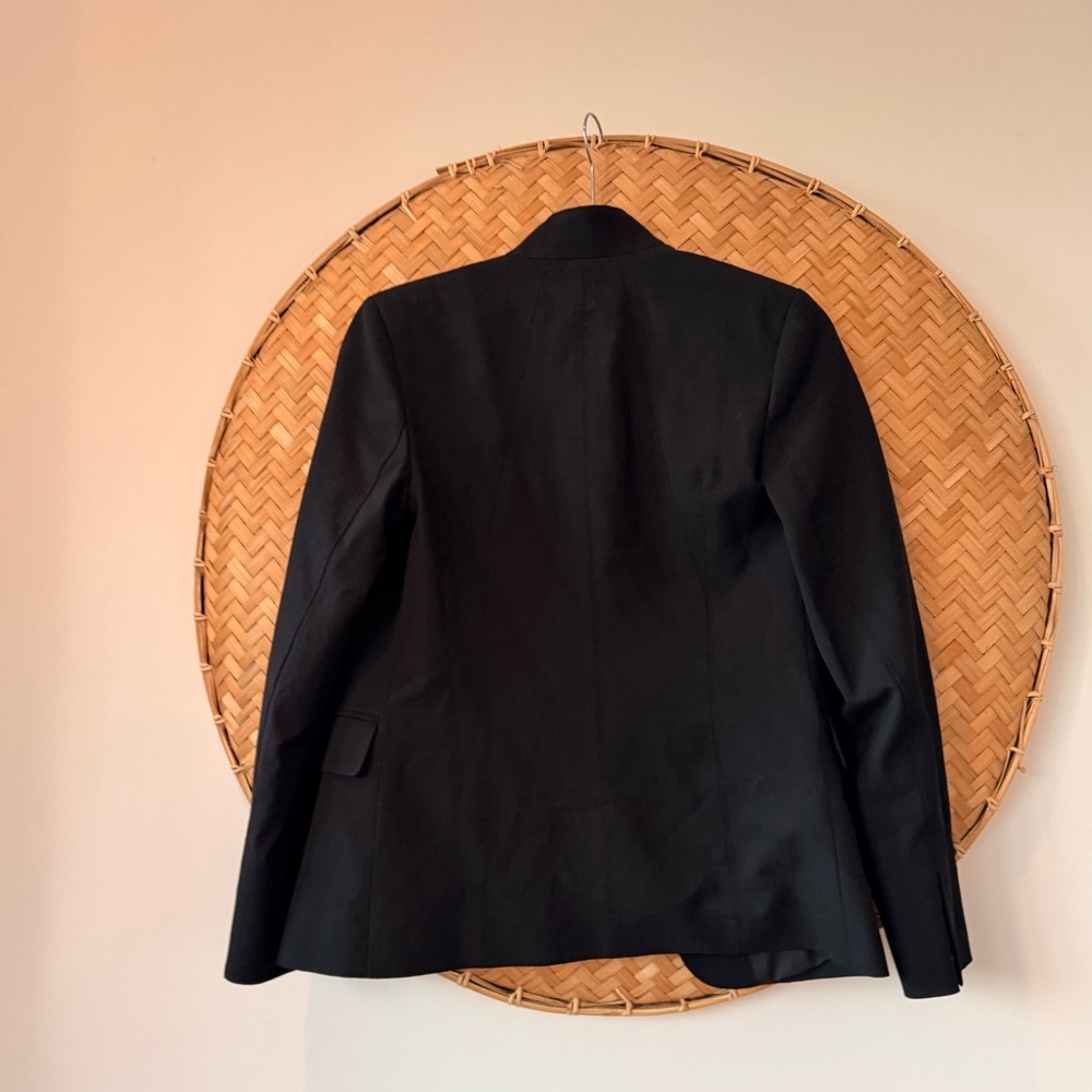 ME + EM WOMEN’s TEXTURED TAILORING COLLARLESS BLACK BLAZER CORPCORE QUIET LUXURY - Picture 14 of 16